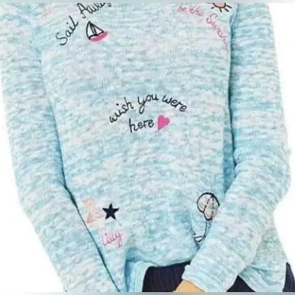 Lilly Pulitzer Size L Danette Sweater in Celestial Blue Marl Sailabration NEW! - Picture 2 of 7